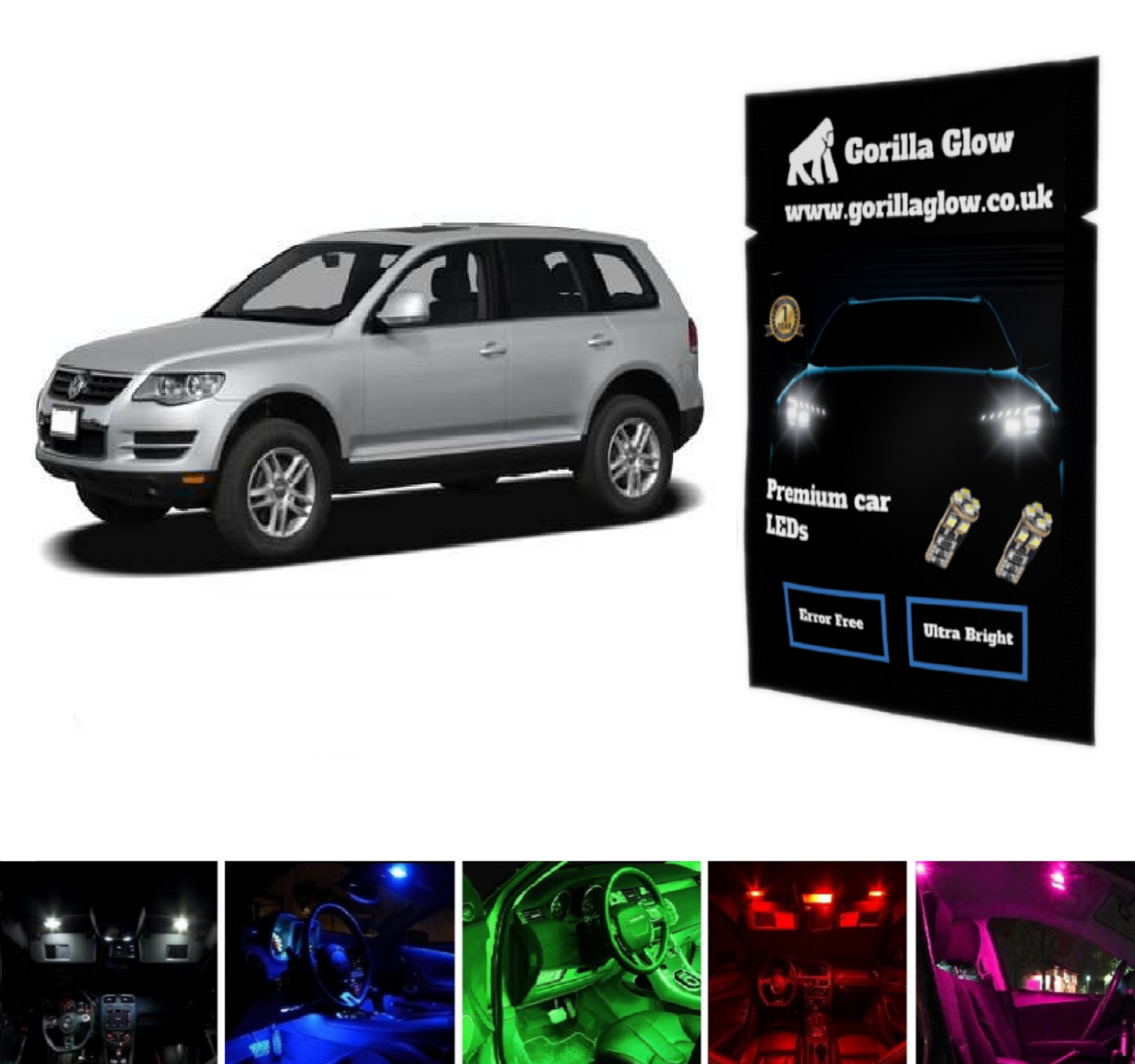 VW Touareg 2002 - 2010 Full White Interior LED Kit - Gorilla Glow