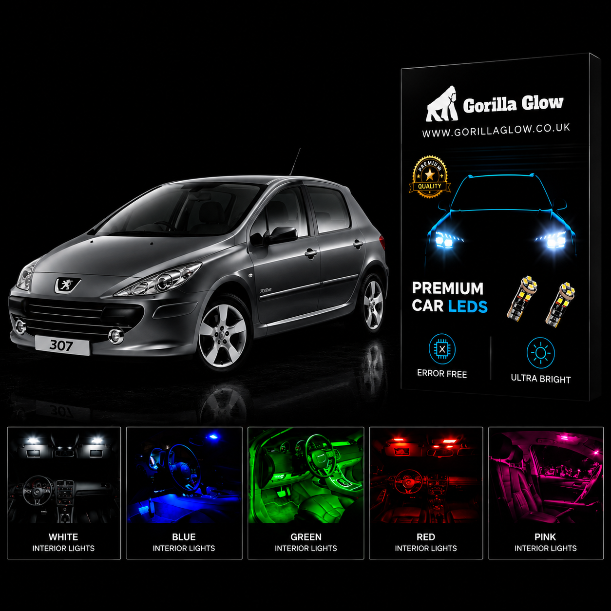 Peugeot 307 Full White Interior LED Kit