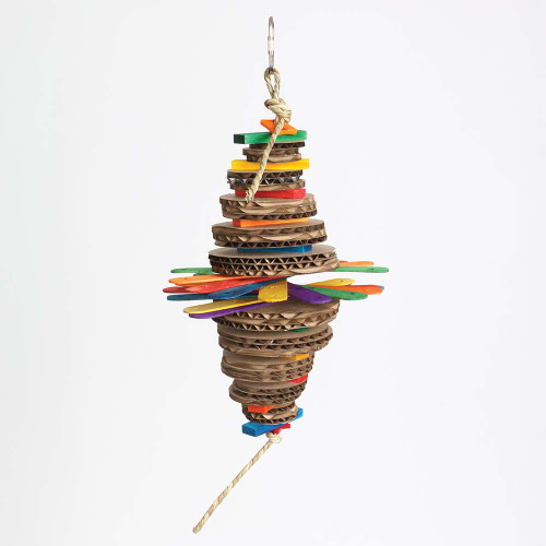 Coloured Bamboo Sticks Cardboard Stacker Parrot Toy