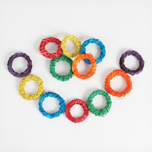 Coloured Willow Rings Woven Chew Toy for Parrots Pack of 12