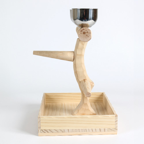 Small Table Top Wood Parrot Stand with Feeding Bowls