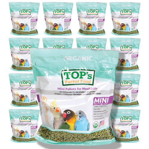Case of 44 TOP`s Organic Parrot Food Large Pellets 1lb