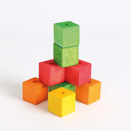 Colourful Wooden Cubes - Large - Pack of 9