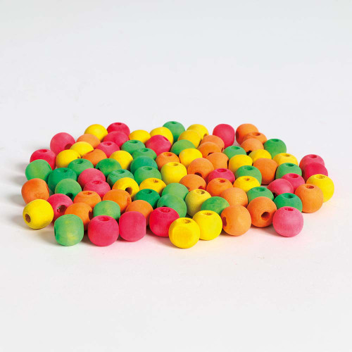 Colourful Wood Beads - 1/2" - Pack of 75