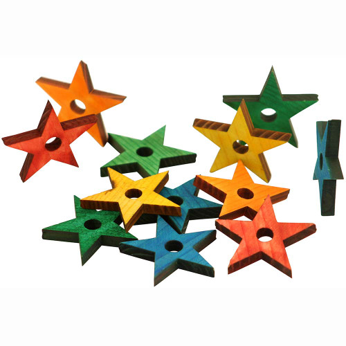 Coloured Pine Wood Stars - Parrot Toy Parts - Pack of 14 2