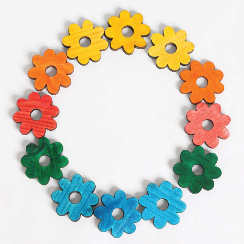 Coloured Pine Wood Daisies - Parrot Toy Parts  - 14 Pack