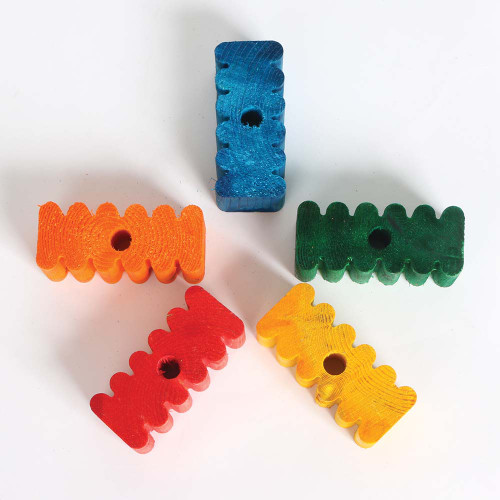 Coloured Chunky Groovy Blocks - Parrot Toy Parts - Pack of 7