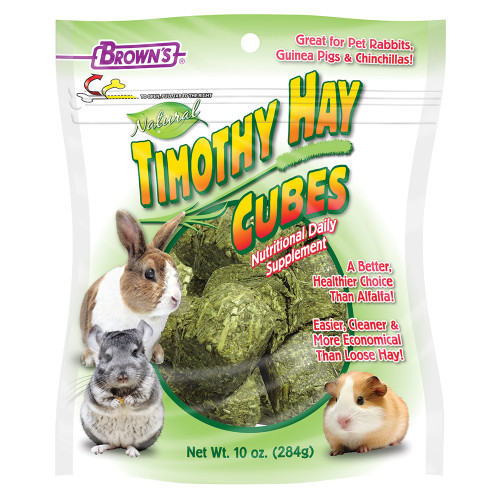 Brown's Timothy Hay Cubes Nutritional Daily Supplement Small Animal Treat 284g Case of 8 1