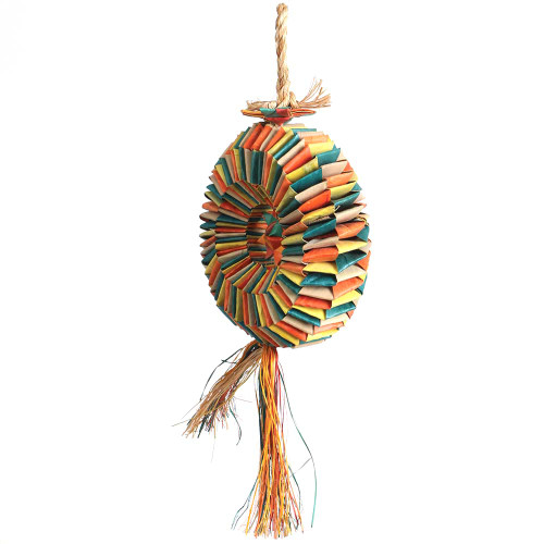 Bird Tire With Star Medium Natural Woven Palm Leaf Parrot Toy 1