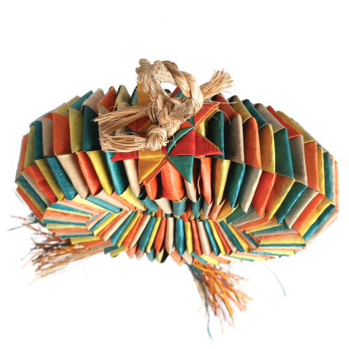 Bird Tire With Star Medium Natural Woven Palm Leaf Parrot Toy 3