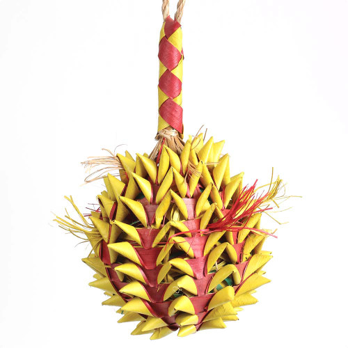 Pineapple Pinata Medium Natural Woven Palm Leaf Parrot Toy