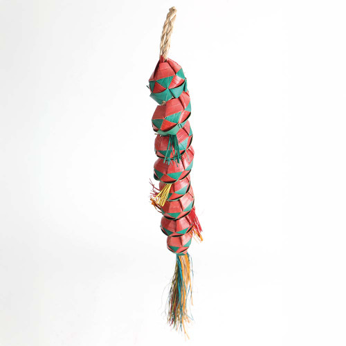 Caterpillar Woven Palm Leaf Parrot Toy Medium 1