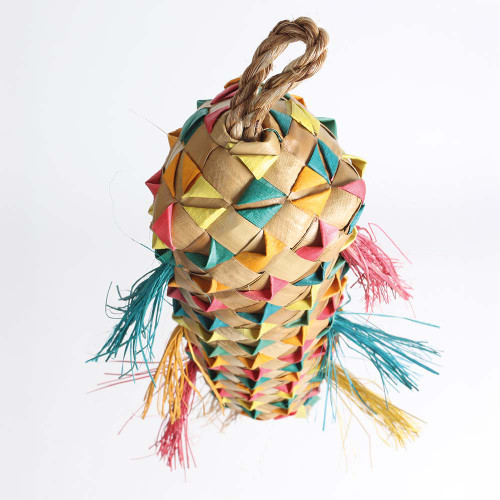 Coloured Pinata Spiked Palm Leaf Shredding Parrot Toy Large 2
