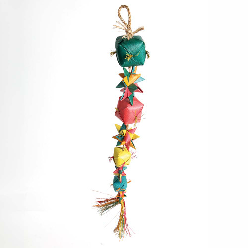 Balls and Stars Stacker Woven Palm Leaf Parrot Toy - Large 1