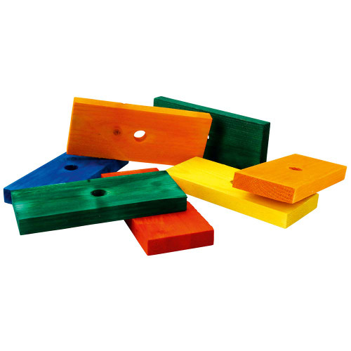 Coloured Wood Blocks Large - Parrot Toy Parts - Pack of 9 1