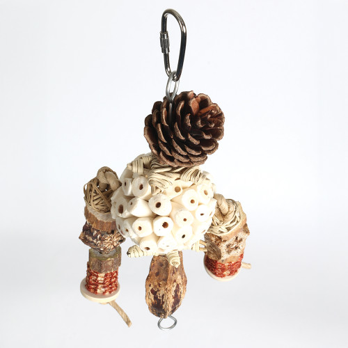 Forest Puppet Sola Ball and Mahogany Pod Natural Parrot Toy