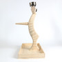Medium Table Top Wood Parrot Stand with Feeding Bowls