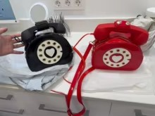 Retro Telephone Novelty Crossbody Bag – Creative Statement Shoulder Purse