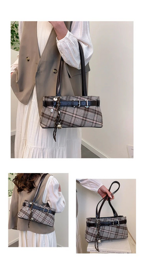 Retro Plaid Women’s Shoulder Bag – Classic Chic Everyday Purse