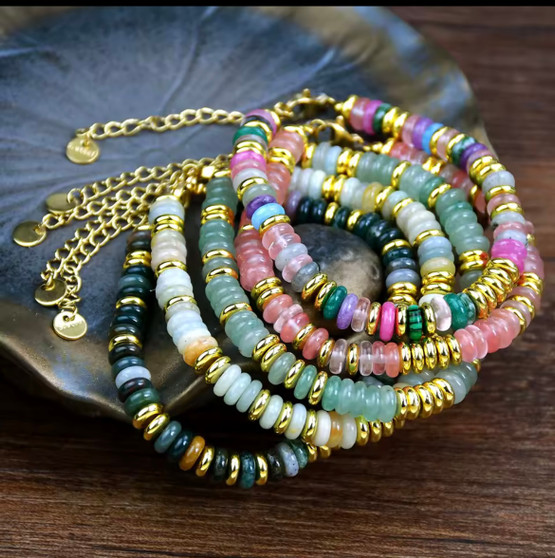 Bohemian Natural Stone Colorful Gemstone Beaded Bracelet