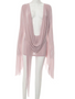 Blush Deep Plunge Draped Mini Dress with Flared Sleeves