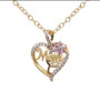 Gold-Plated Mom Heart Necklace with Cubic Zirconia Accent
