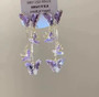 Elegant Purple Glass Butterfly Long Tassel Earrings