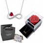 Birthstone Pendant Necklaces With Rose Flower Gift Box