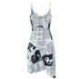 Newspaper Letter Print Irregular Hem Sling Dress – Trendy Asymmetrical Summer Mini Dress for Women