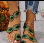 Yellow Embroidered Faux Flower Fashion Sandals