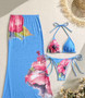 3-Piece Bikini & Floral Sarong Set