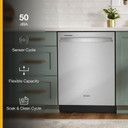 Whirlpool® 24” Stainless Steel Dishwasher with AI Intelligent Wash and Tall Top Rack WDT740SALZ