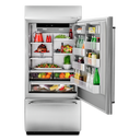 Kitchenaid® 20.9 Cu. Ft. 36 Width Built-In Stainless Bottom Mount Refrigerator with Platinum Interior Design KBBR306ESS