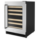Kitchenaid® 24" Undercounter Wine Cellar with Glass Door and Wood-Front Racks KUWR214KSB