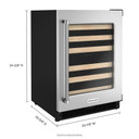 Kitchenaid® 24" Undercounter Wine Cellar with Glass Door and Wood-Front Racks KUWR214KSB
