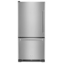 Kitchenaid® 19 cu.ft. 30-Inch Width Full Depth Non Dispense Bottom Mount Refrigerator KRBL109ESS