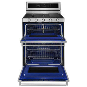 Kitchenaid® 30-Inch 5 Burner Gas Double Oven Convection Range KFGD500ESS