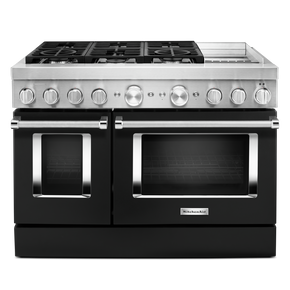 KitchenAid® 48'' Smart Commercial-Style Dual Fuel Range with Griddle KFDC558JBK