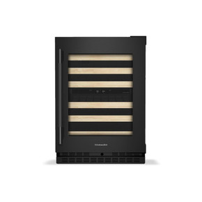 Kitchenaid® 24" Undercounter Wine Cellar with Full-Extension Wood-Front Racks KUWR524SBE
