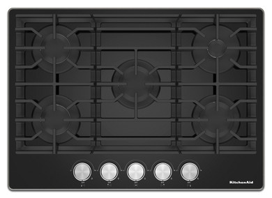 Kitchenaid® 30" Gas-on-Glass Cooktop KCGG530PBL