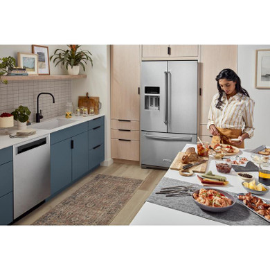 Kitchenaid® 26.8 Cu. Ft. Standard-Depth French Door Refrigerator with Exterior Ice and Water Dispenser KRFF577KPS