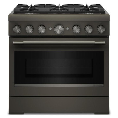 KitchenAid® 36-Inch 6 Burner Commercial-Style Dual Fuel Range with No Preheat Air Fry Mode KFDS936SBE
