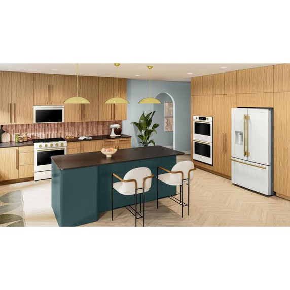 Kitchenaid® 30 Cu. Ft. 36-Inch French Door Refrigerator with Exterior Water and Ice Dispenser and Wood-Look Sliding Tray in Porcelain White KRFF436SPL