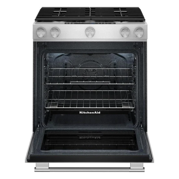 Kitchenaid® 30-Inch 5 Burner Gas Convection Slide-In Range with Baking Drawer KSGS730TPS