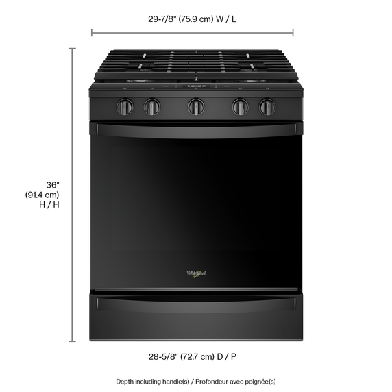 Whirlpool® 5.8 cu. ft. Smart Slide-in Gas Range with Air Fry, when Connected WEG750H0HB