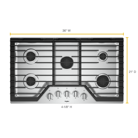 36-inch Gas Cooktop with EZ-2-Lift™ Hinged Cast-Iron Grates WCG55US6HS