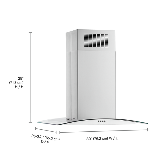 Whirlpool® 30 Curved Glass Island Mount Range Hood WVI51UC0LS