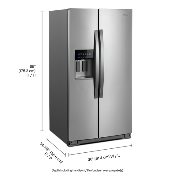 Whirlpool® 36-inch Wide Side-by-Side Refrigerator - 28 cu. ft. WRS588FIHZ