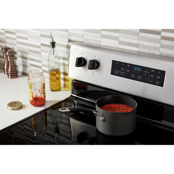 5.3 cu. ft. Whirlpool® electric range with Frozen Bake™ technology. YWFE505W0JZ