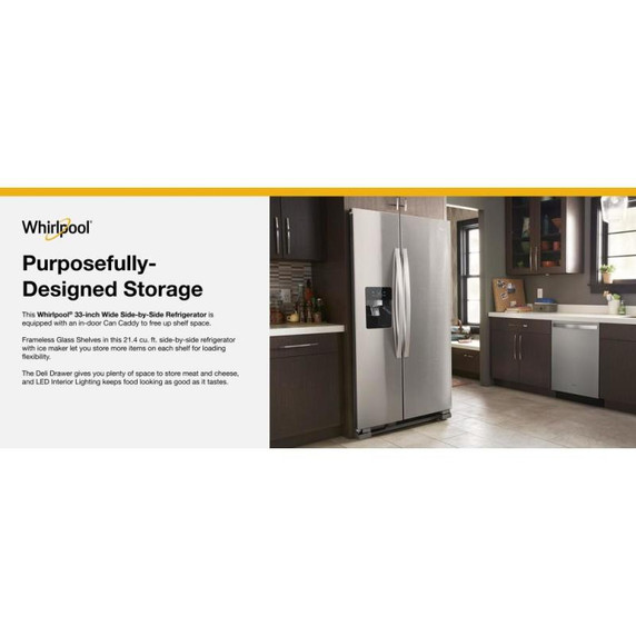 Whirlpool® 33-inch Wide Side-by-Side Refrigerator - 21 cu. ft. WRS321SDHZ